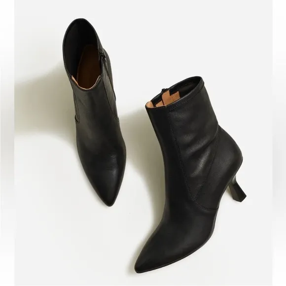 Madewell The Justine Ankle Boot in True Black Leather NO281 size 9 heeled boot