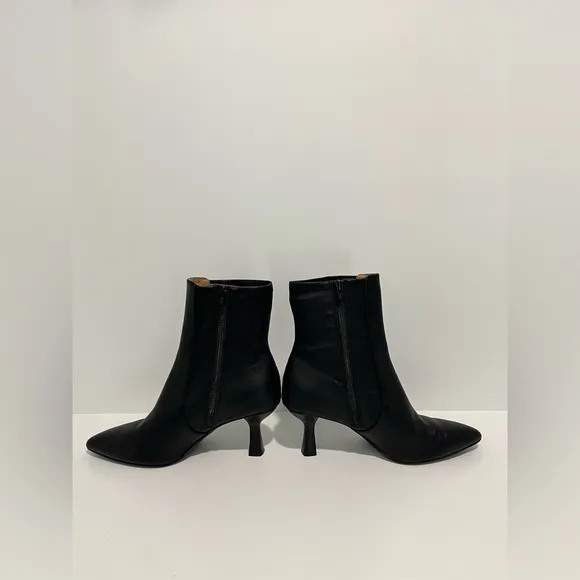 Madewell The Justine Ankle Boot in True Black Leather NO281 size 9 heeled boot