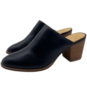 Madewell Womens Shoes The Harper Mule Sz 8 Black Leather Heeled Mules Sleek Chic