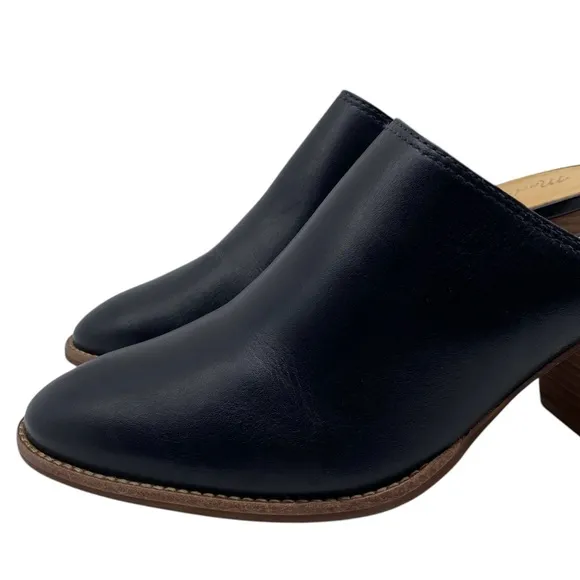 Madewell Womens Shoes The Harper Mule Sz 8 Black Leather Heeled Mules Sleek Chic
