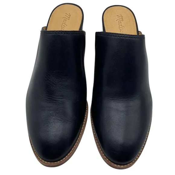 Madewell Womens Shoes The Harper Mule Sz 8 Black Leather Heeled Mules Sleek Chic