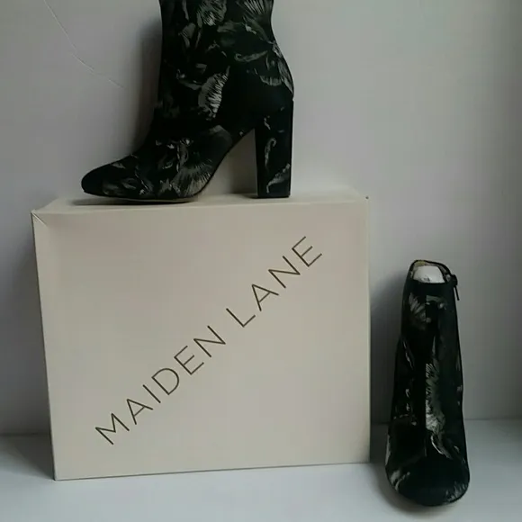 Maiden Lane Floral Ankle Booties