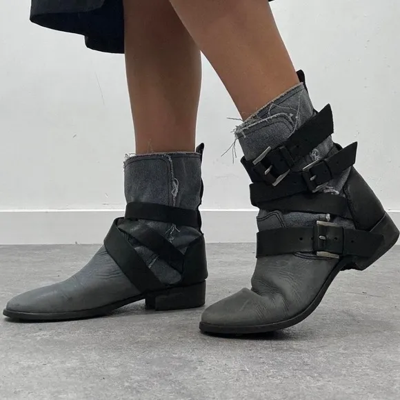 MAJE Blue Combat Boots Booties Size 39