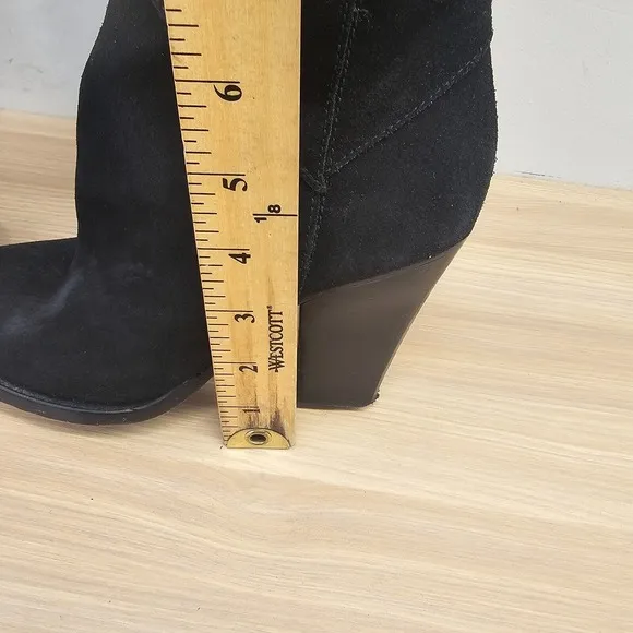 MAJE Edgy Over The Knee Boots Womens 6.5 Black Suede Leather Rock Chic Giuliana