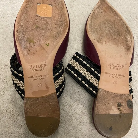 Malone Souliers Burgundy and Black Women's Mules