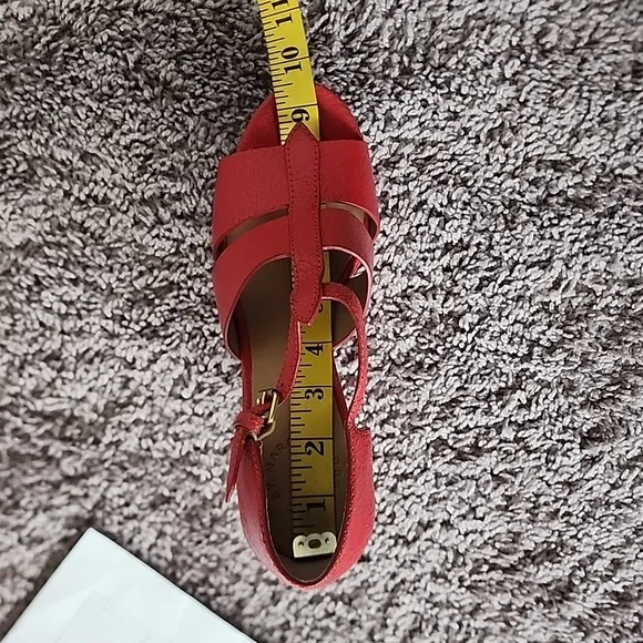 Marc by Marc Jacob's red cracked leather platform wedge shoes-37.5