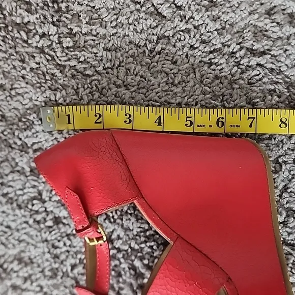 Marc by Marc Jacob's red cracked leather platform wedge shoes-37.5