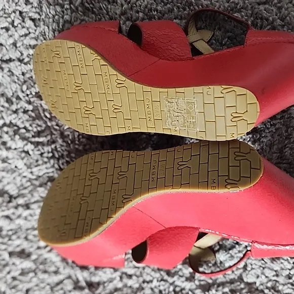 Marc by Marc Jacob's red cracked leather platform wedge shoes-37.5
