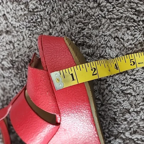 Marc by Marc Jacob's red cracked leather platform wedge shoes-37.5
