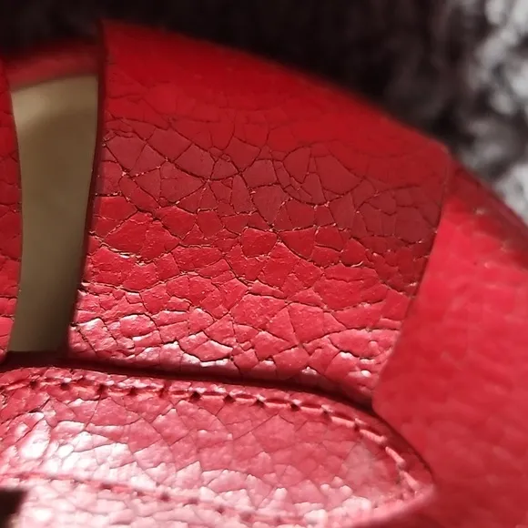 Marc by Marc Jacob's red cracked leather platform wedge shoes-37.5