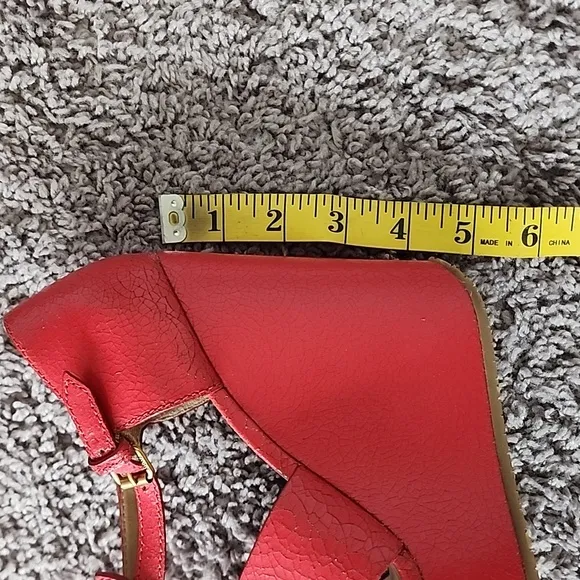 Marc by Marc Jacob's red cracked leather platform wedge shoes-37.5