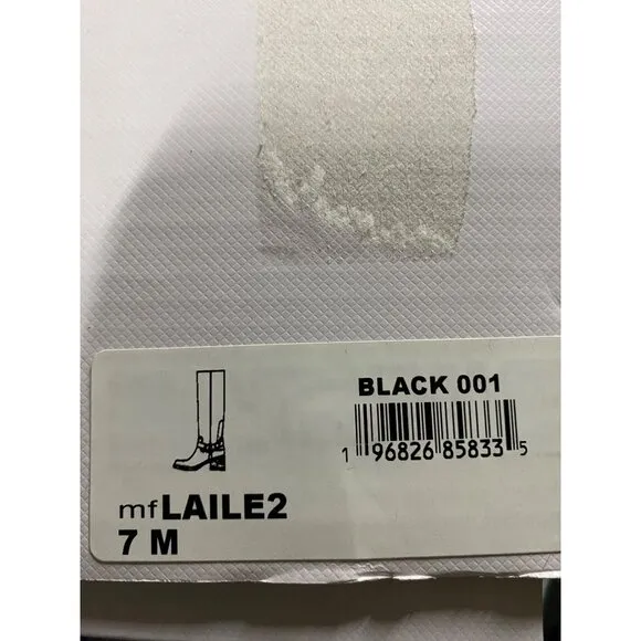 Marc Fisher Womens Black Laile Block Heel Square Toe Knee High Boots Size 7M NIB