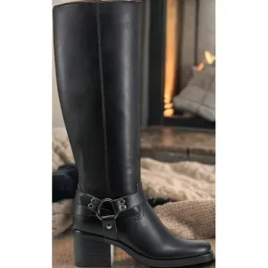 Marc Fisher Womens Black Laile Block Heel Square Toe Knee High Boots Size 7M NIB