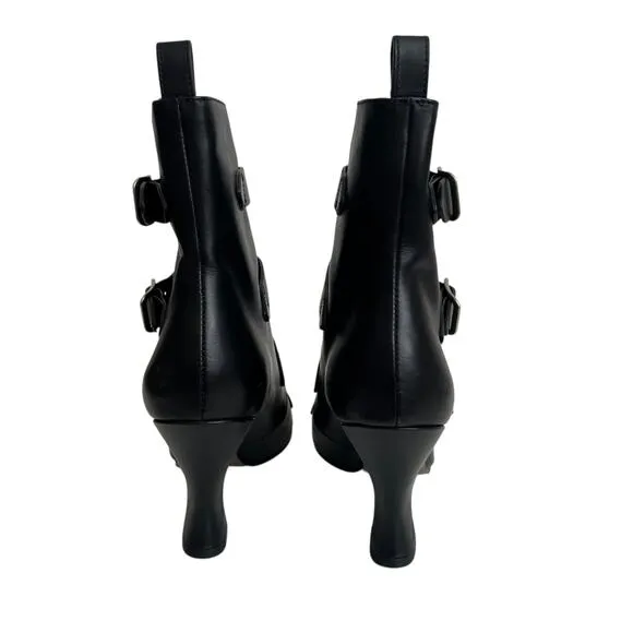 Marc Jacobs St MarksVictorian Black Leather Buckle Boots Size 39.5