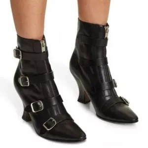 Marc Jacobs St MarksVictorian Black Leather Buckle Boots Size 39.5