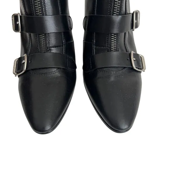 Marc Jacobs St MarksVictorian Black Leather Buckle Boots Size 39.5