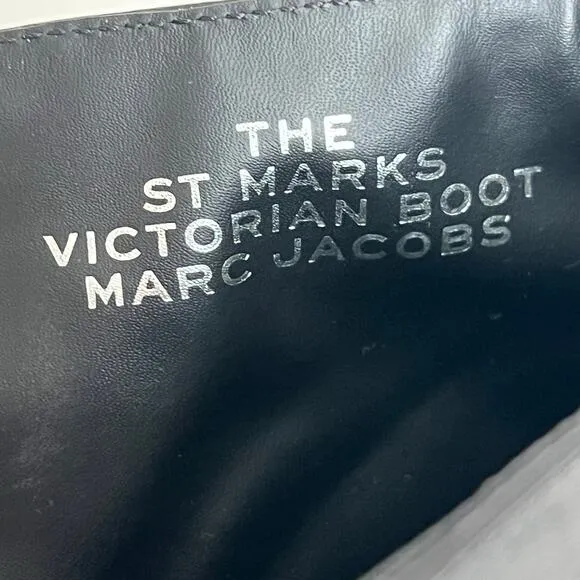 Marc Jacobs St MarksVictorian Black Leather Buckle Boots Size 39.5