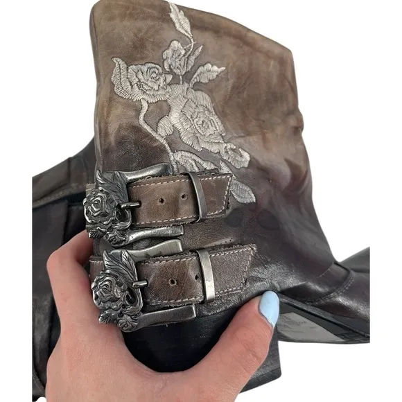 Mark Nason bootsCowgirl Embroider Roses Distressed Leather western festival 7.5