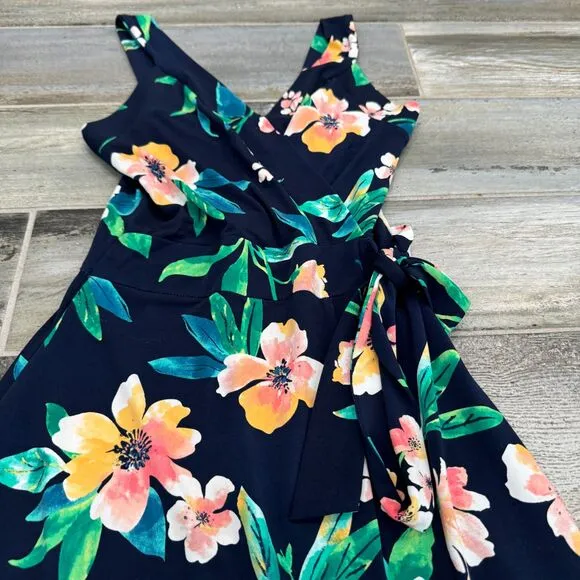 Market &amp; Spruce Helena Faux Wrap Blue Maxi Dress Floral Print Hollywood Glam XS