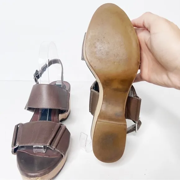 Marni Brown Leather Platform Sandals Size 9 Women’s