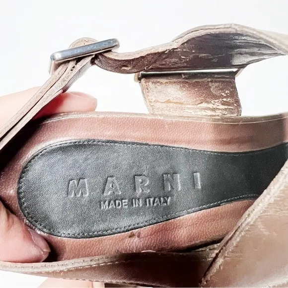Marni Brown Leather Platform Sandals Size 9 Women’s