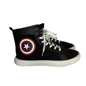 Marvel Captain America Hightop Shoes Size 12 GroundUp Hitop‎ Shield Black New