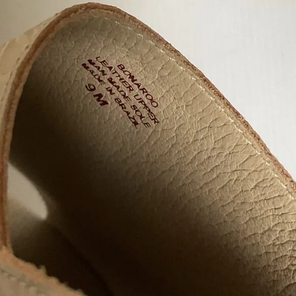 Matisse Embossed Wedge Sandals Western Leather Beige Platform Made in Brazil Sz9