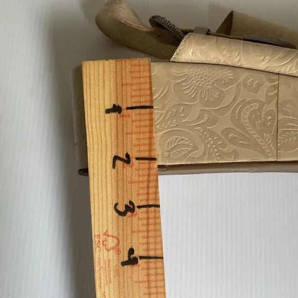 Matisse Embossed Wedge Sandals Western Leather Beige Platform Made in Brazil Sz9