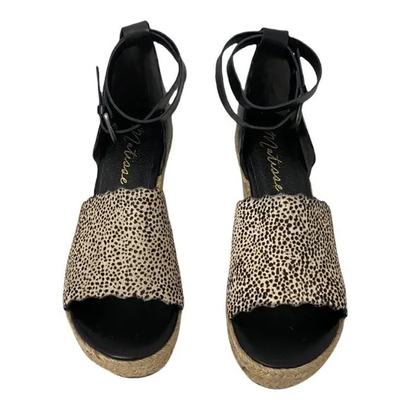 Matisse Verona Cheetah Espadrille Wedges Heel Sandals,  Size 10