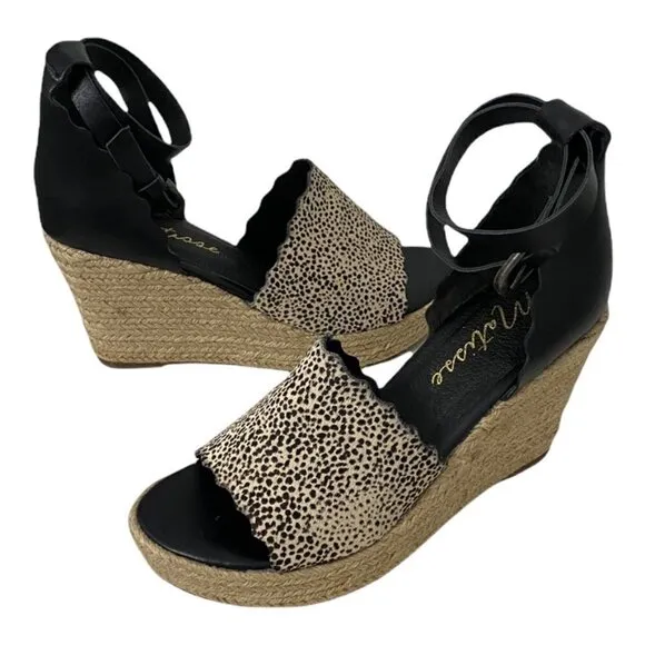 Matisse Verona Cheetah Espadrille Wedges Heel Sandals,  Size 10