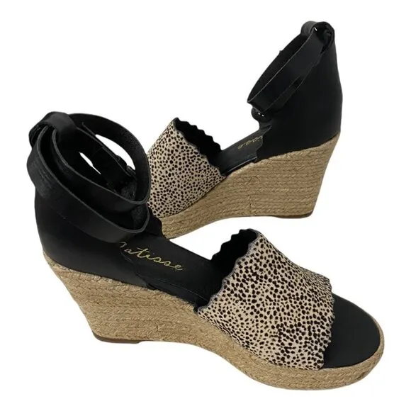 Matisse Verona Cheetah Espadrille Wedges Heel Sandals,  Size 10