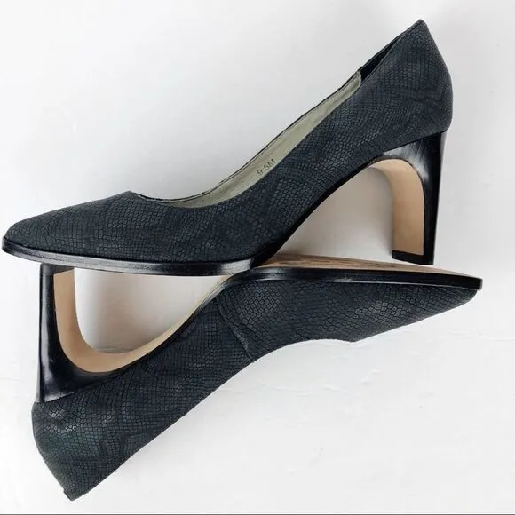 Matt Bernson Python Snake Embossed Pointy Toe Heels Pump Black charcoal 9.5