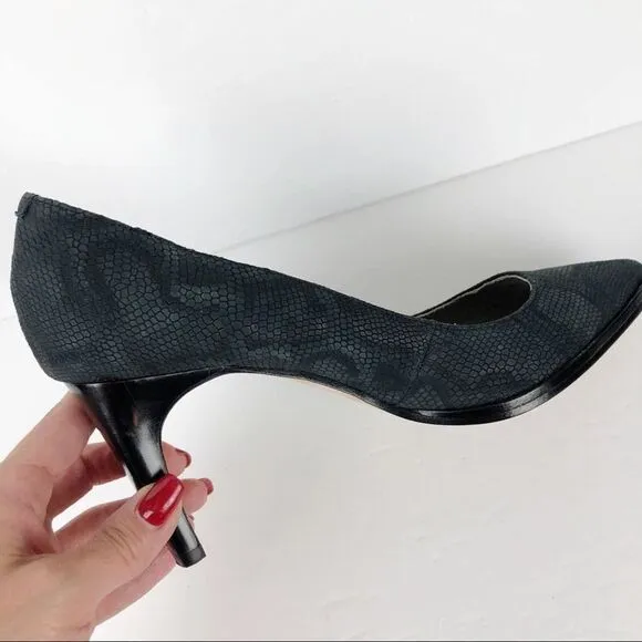 Matt Bernson Python Snake Embossed Pointy Toe Heels Pump Black charcoal 9.5