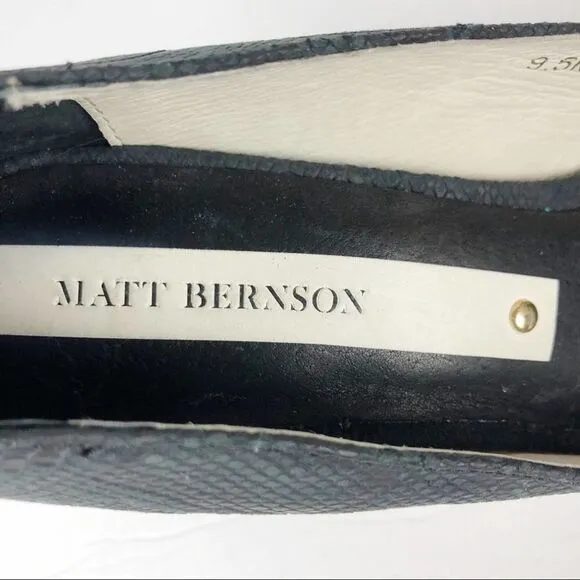Matt Bernson Python Snake Embossed Pointy Toe Heels Pump Black charcoal 9.5