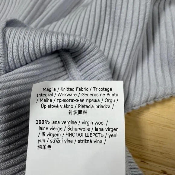 Max Mara NWT Borbona V-neck Ribbed Virgin Wool Sweater Blue Size S FLAW
