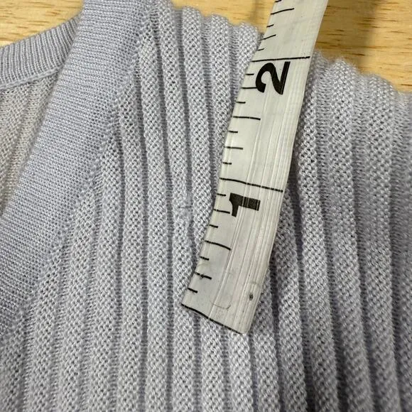 Max Mara NWT Borbona V-neck Ribbed Virgin Wool Sweater Blue Size S FLAW