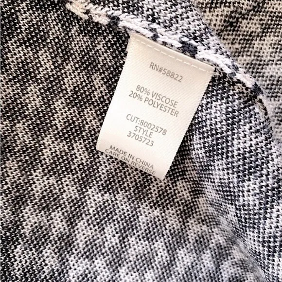 MAX STUDIO HOUNDSTOOTH CARDIGAN LONG LINE SHAWL COLLAR COATIGAN Black Cream S