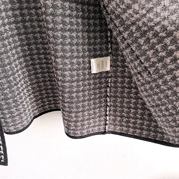 MAX STUDIO HOUNDSTOOTH CARDIGAN LONG LINE SHAWL COLLAR COATIGAN Black Cream S