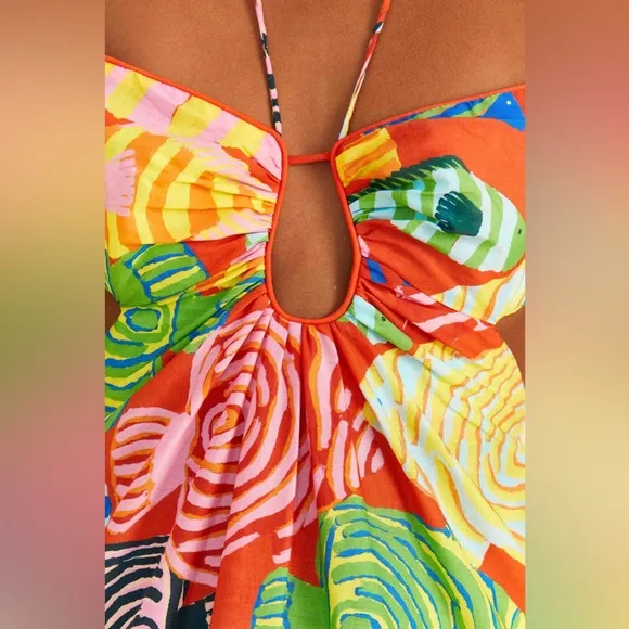 Medium FARM Rio Striped Fishes Cotton Short Dress