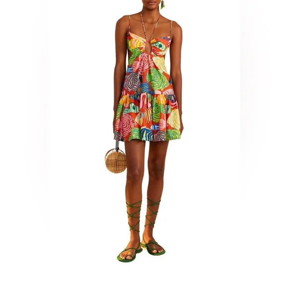 Medium FARM Rio Striped Fishes Cotton Short Dress