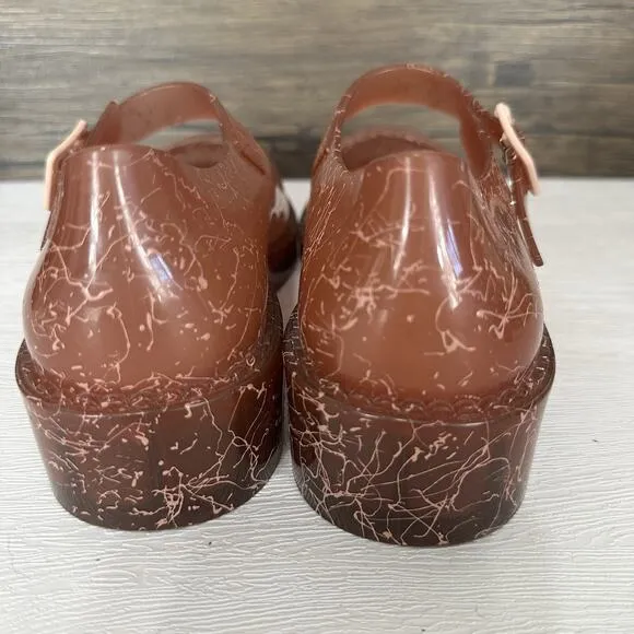 Melissa Shoes Women Size US 9 Pink Crackle Jelly Mary Jane Preppy Vegan Retro