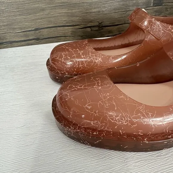 Melissa Shoes Women Size US 9 Pink Crackle Jelly Mary Jane Preppy Vegan Retro