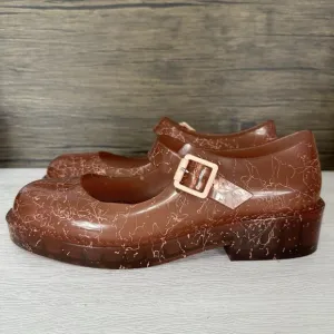Melissa Shoes Women Size US 9 Pink Crackle Jelly Mary Jane Preppy Vegan Retro