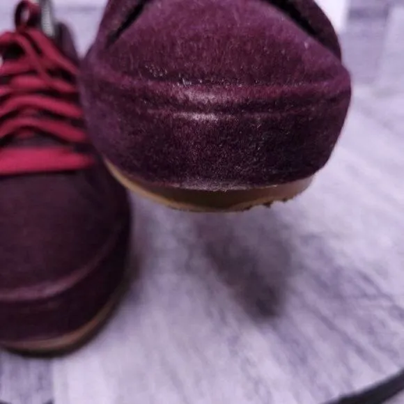 Melissa Flocked Velvet Platform Sneaker Burgundy Red Women's sz 8
