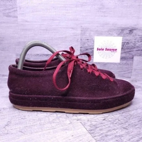 Melissa Flocked Velvet Platform Sneaker Burgundy Red Women's sz 8