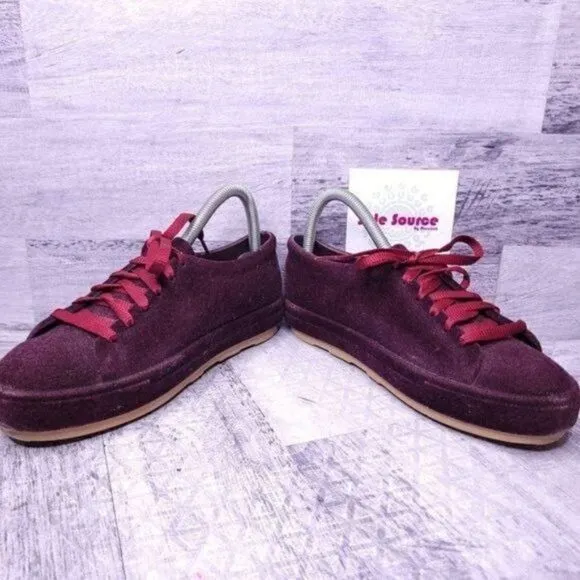 Melissa Flocked Velvet Platform Sneaker Burgundy Red Women's sz 8