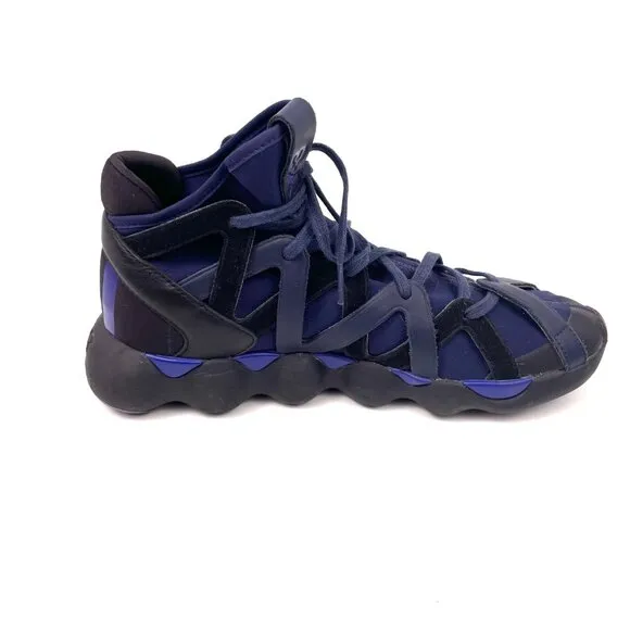 Men's Adidas Yohji Yamamoto Y-3 Kyujo High Top Blue Sneakers Shoes Size 8.5
