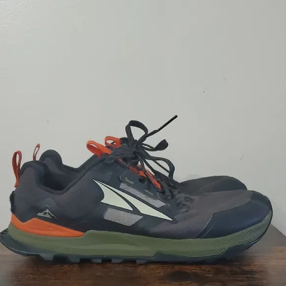 Mens Altra Lone Peak Hiking Shoes Size 7.5 Black Green Orange