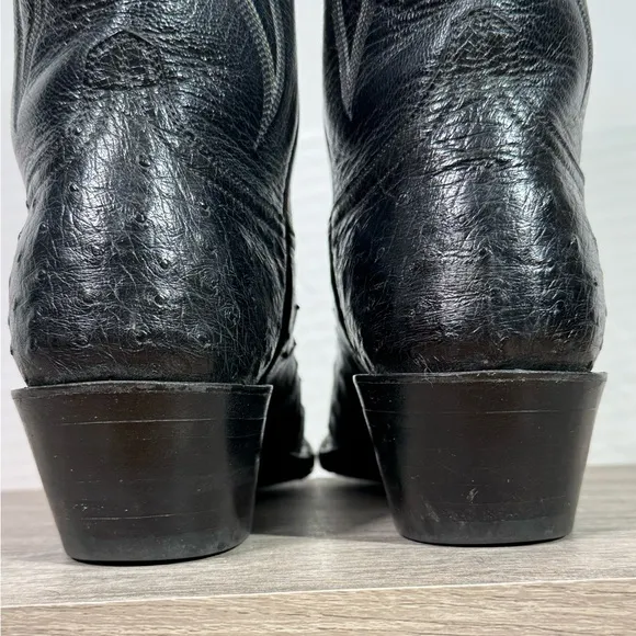 Men’s Black Jack Full Quill Ostrich Cowboy Boots Size 6.5 A (narrow) Made In USA