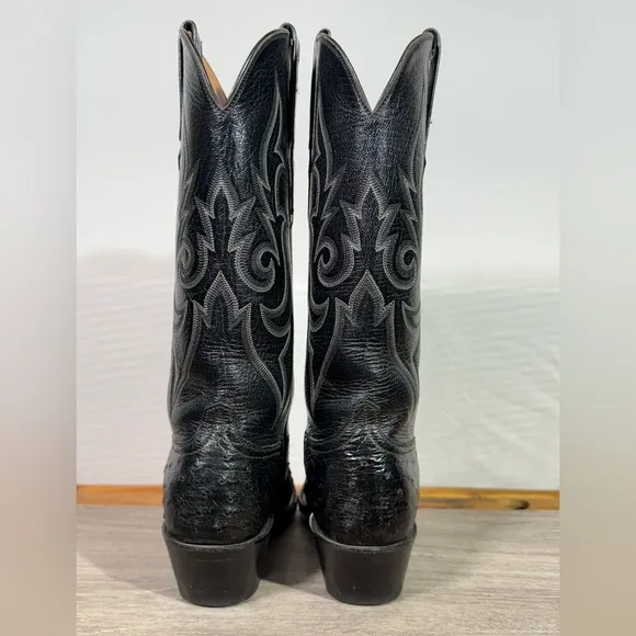 Men’s Black Jack Full Quill Ostrich Cowboy Boots Size 6.5 A (narrow) Made In USA